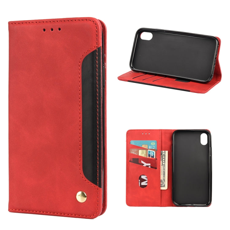 For iPhone XS Max Skin Feel Splicing Leather Phone Case(Red) by bashfashion
