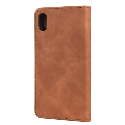 For iPhone XS Max Skin Feel Splicing Leather Phone Case(Brown) by bashfashion