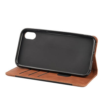For iPhone XS Max Skin Feel Splicing Leather Phone Case(Brown) by bashfashion