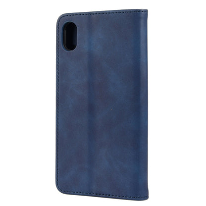 For iPhone XS Max Skin Feel Splicing Leather Phone Case(Blue) by bashfashion