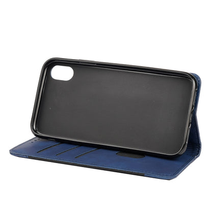 For iPhone XS Max Skin Feel Splicing Leather Phone Case(Blue) by bashfashion