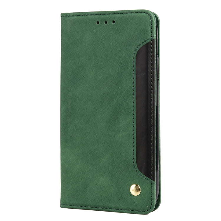 For iPhone XS Max Skin Feel Splicing Leather Phone Case(Green) by bashfashion