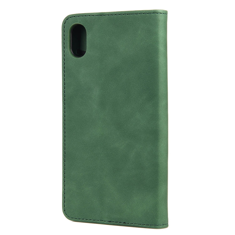 For iPhone XS Max Skin Feel Splicing Leather Phone Case(Green) by bashfashion