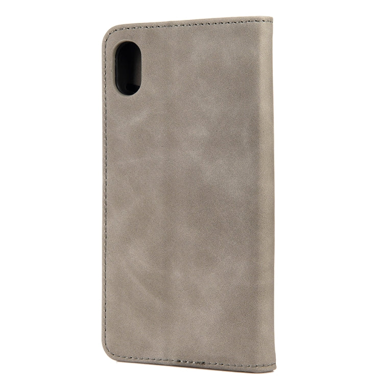 For iPhone XS Max Skin Feel Splicing Leather Phone Case(Grey) by bashfashion