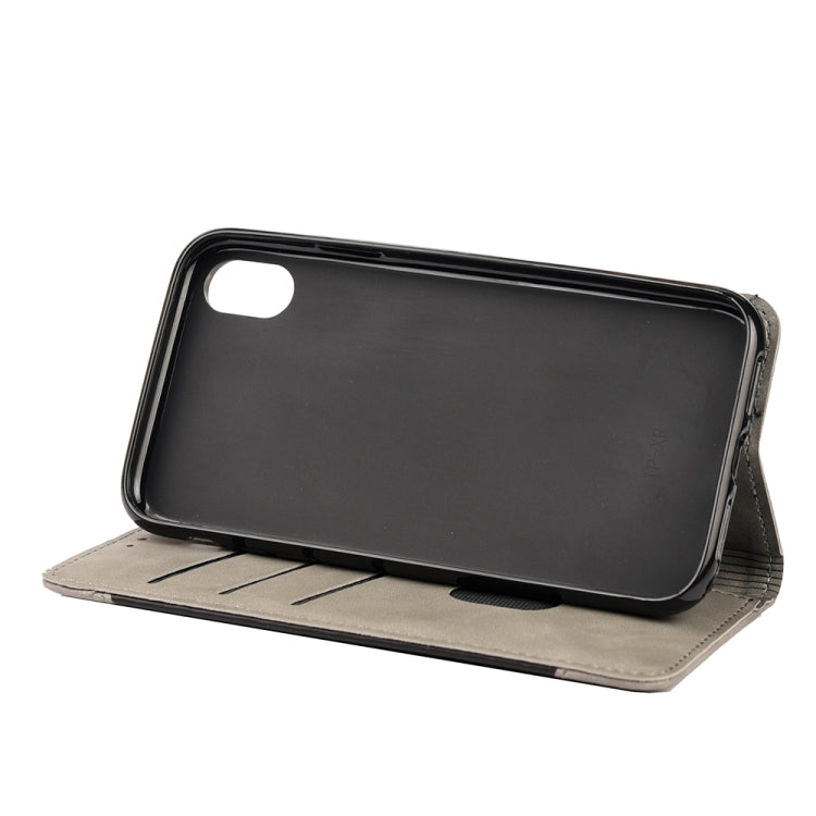 For iPhone XS Max Skin Feel Splicing Leather Phone Case(Grey) by bashfashion