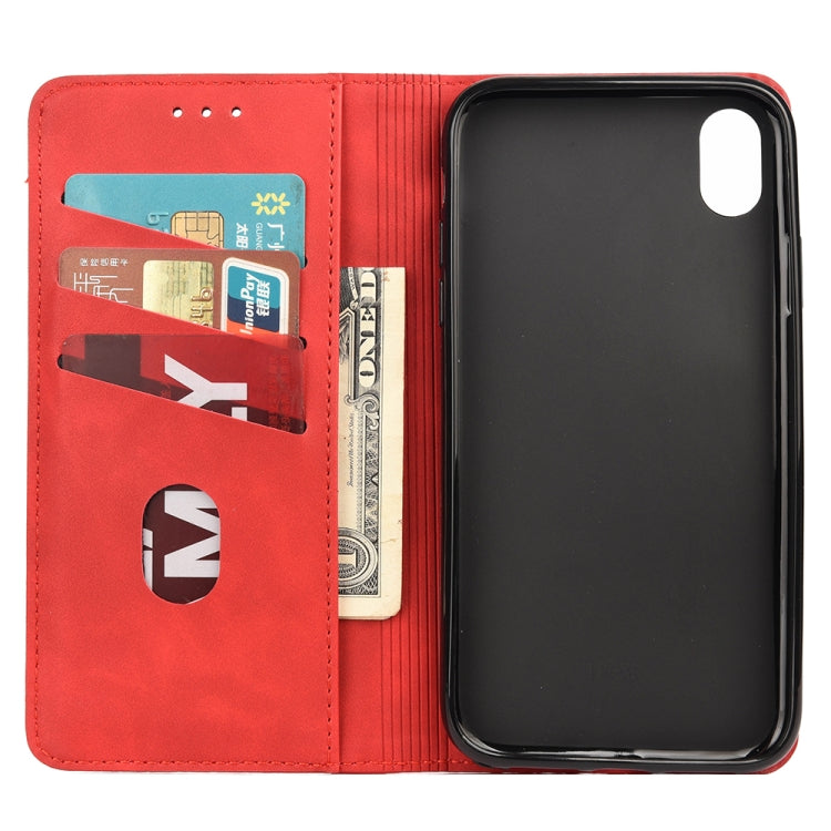 For iPhone X / XS Skin Feel Splicing Leather Phone Case(Red) by bashfashion