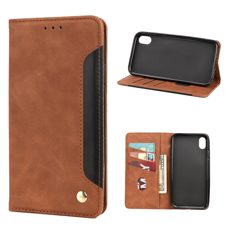 For iPhone X / XS Skin Feel Splicing Leather Phone Case(Brown) by bashfashion