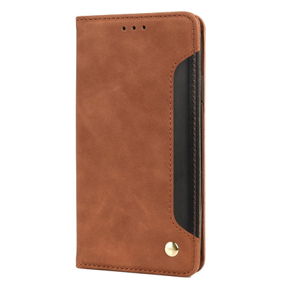 For iPhone X / XS Skin Feel Splicing Leather Phone Case(Brown) by bashfashion