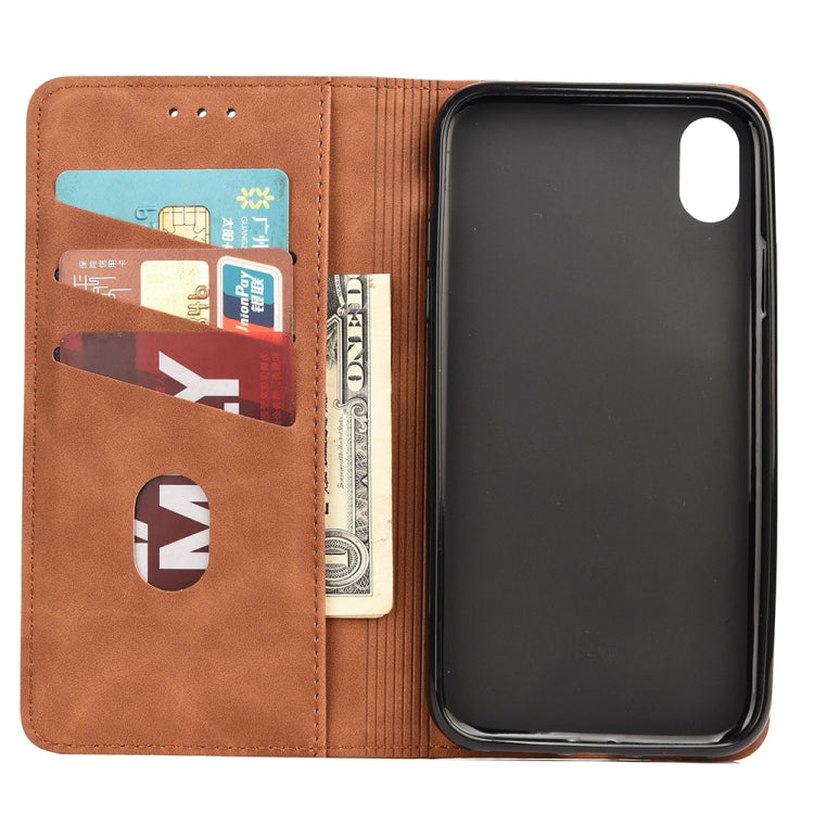 For iPhone X / XS Skin Feel Splicing Leather Phone Case(Brown) by bashfashion