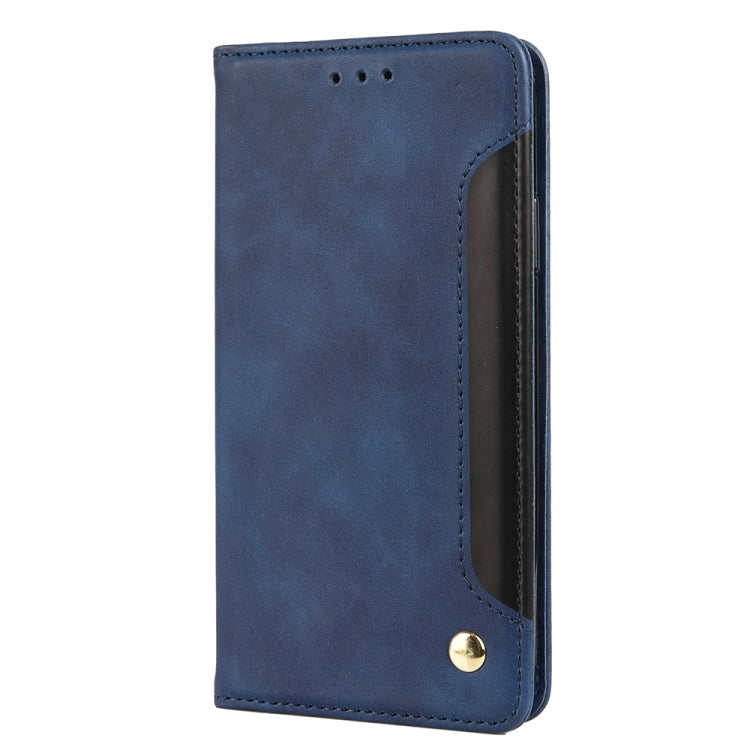 For iPhone X / XS Skin Feel Splicing Leather Phone Case(Blue) by bashfashion
