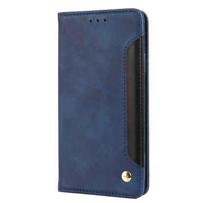 For iPhone X / XS Skin Feel Splicing Leather Phone Case(Blue) by bashfashion