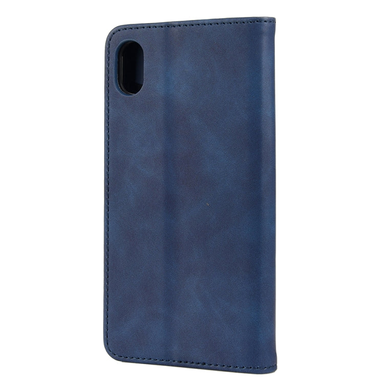 For iPhone X / XS Skin Feel Splicing Leather Phone Case(Blue) by bashfashion