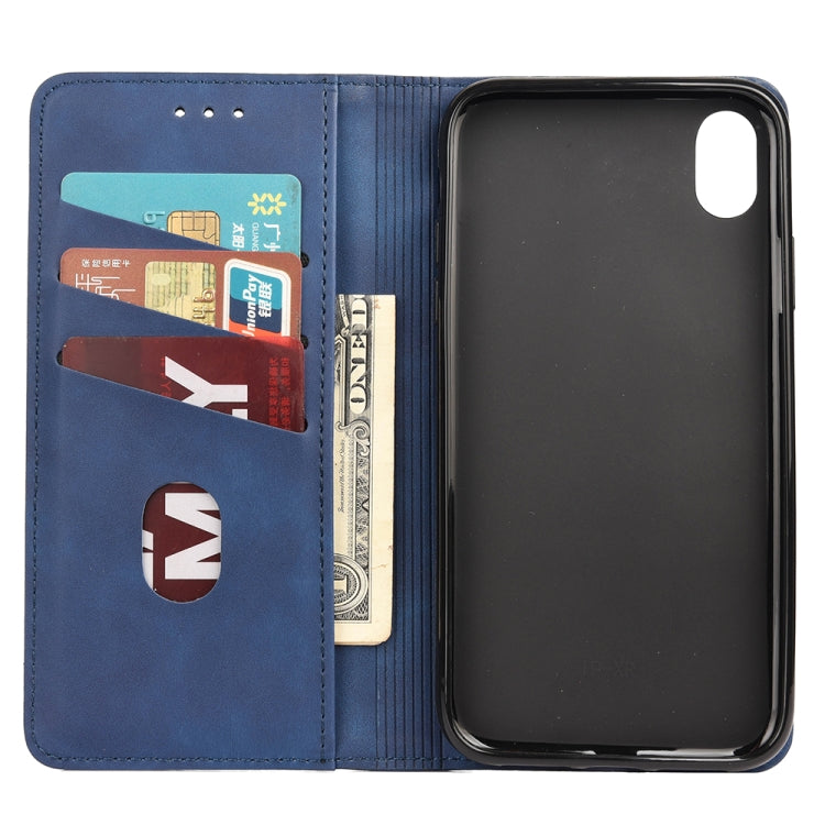 For iPhone X / XS Skin Feel Splicing Leather Phone Case(Blue) by bashfashion