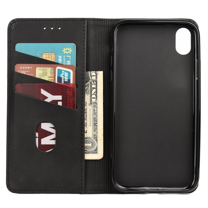 For iPhone XR Skin Feel Splicing Leather Phone Case(Black) by bashfashion