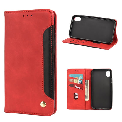 For iPhone XR Skin Feel Splicing Leather Phone Case(Red) by bashfashion