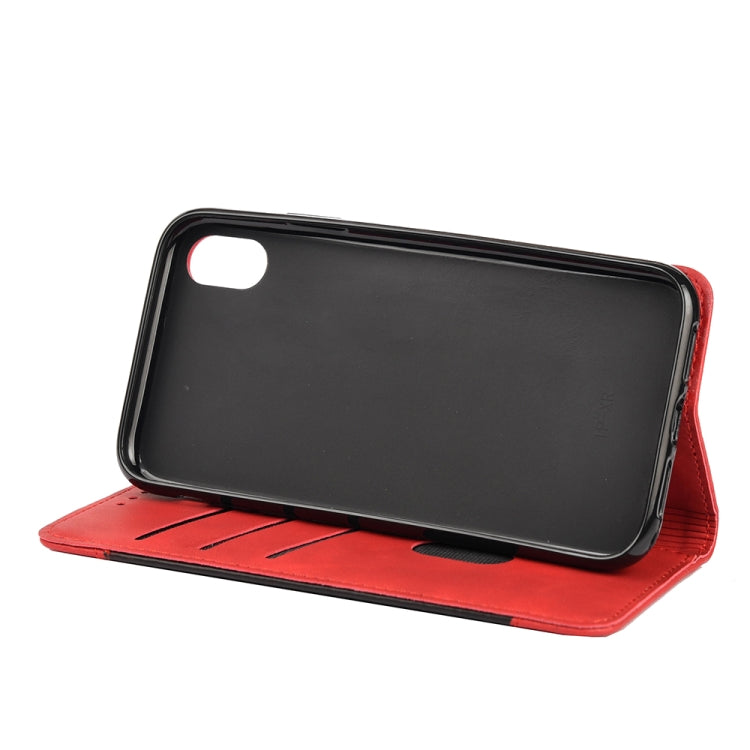 For iPhone XR Skin Feel Splicing Leather Phone Case(Red) by bashfashion