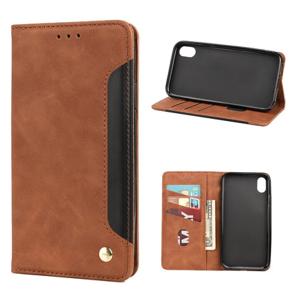 For iPhone XR Skin Feel Splicing Leather Phone Case(Brown) by bashfashion