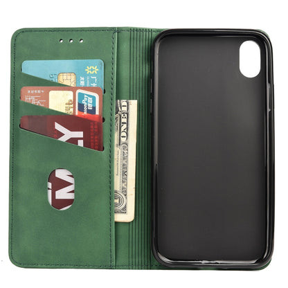 For iPhone XR Skin Feel Splicing Leather Phone Case(Green) by bashfashion