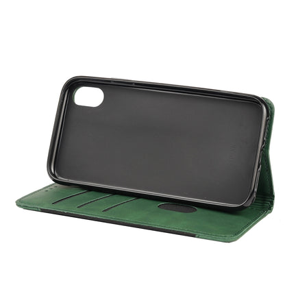For iPhone XR Skin Feel Splicing Leather Phone Case(Green) by bashfashion