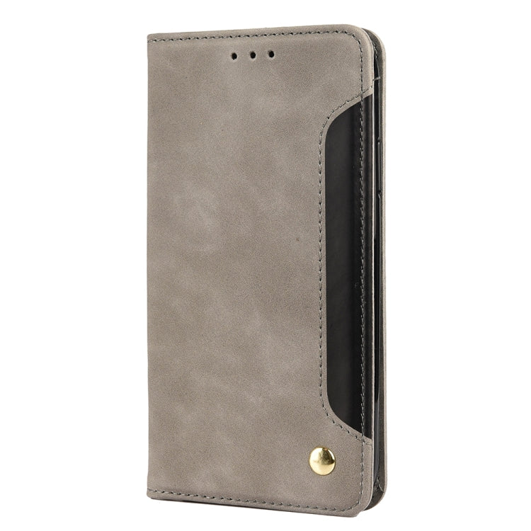 For iPhone XR Skin Feel Splicing Leather Phone Case(Grey) by bashfashion
