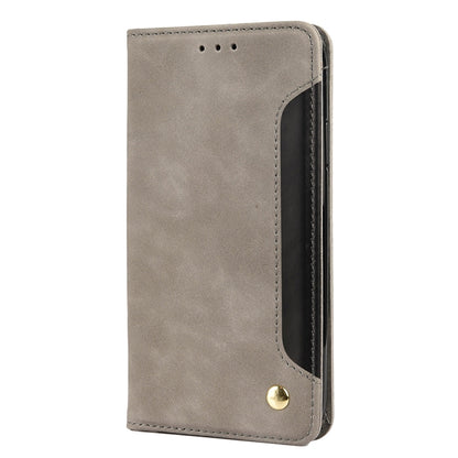 For iPhone XR Skin Feel Splicing Leather Phone Case(Grey) by bashfashion