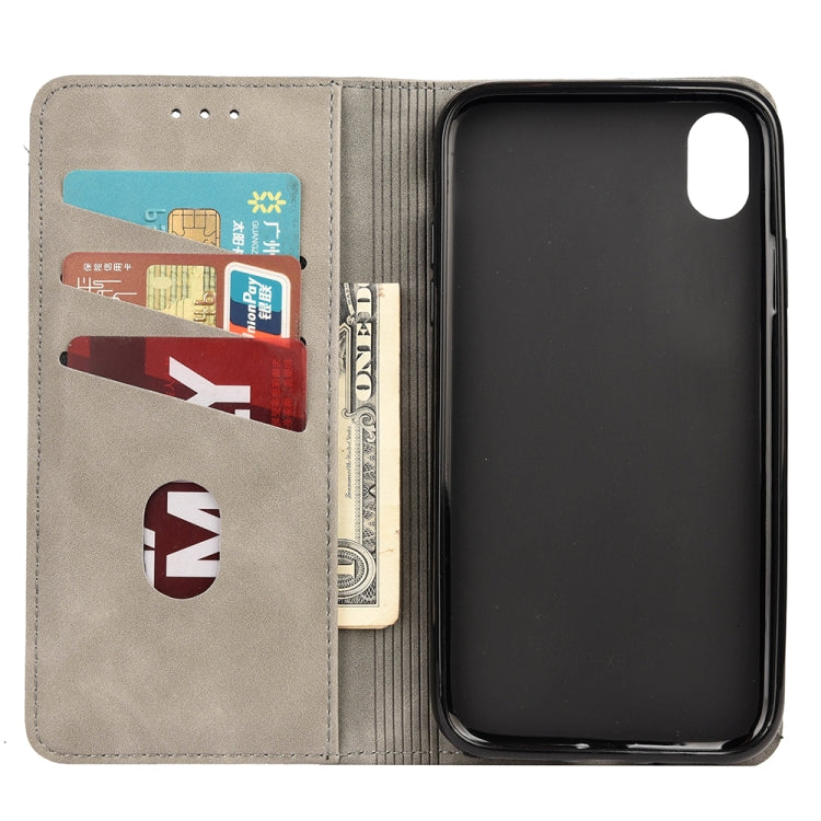 For iPhone XR Skin Feel Splicing Leather Phone Case(Grey) by bashfashion