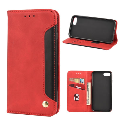 For iPhone SE 2022 / SE 2020 / 8 / 7 Skin Feel Splicing Leather Phone Case(Red) by bashfashion