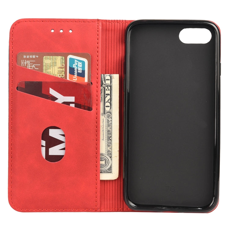 For iPhone SE 2022 / SE 2020 / 8 / 7 Skin Feel Splicing Leather Phone Case(Red) by bashfashion