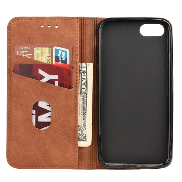 For iPhone SE 2022 / SE 2020 / 8 / 7 Skin Feel Splicing Leather Phone Case(Brown) by bashfashion
