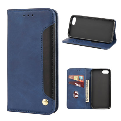 For iPhone SE 2022 / SE 2020 / 8 / 7 Skin Feel Splicing Leather Phone Case(Blue) by bashfashion
