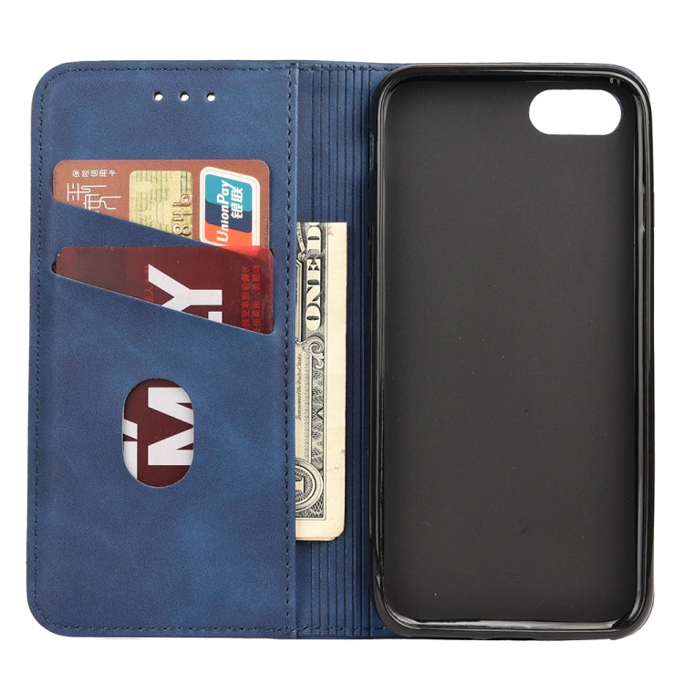 For iPhone SE 2022 / SE 2020 / 8 / 7 Skin Feel Splicing Leather Phone Case(Blue) by bashfashion