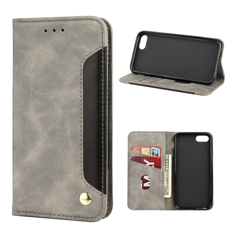 For iPhone SE 2022 / SE 2020 / 8 / 7 Skin Feel Splicing Leather Phone Case(Grey) by bashfashion
