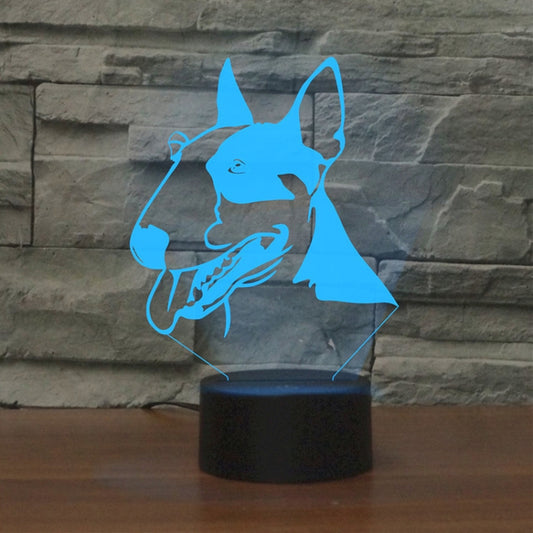 Black Base Creative 3D LED Decorative Night Light,16 Color Remote Control, Pattern:Bull Terrier by bashfashion