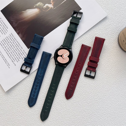 22mm Crazy Horse Texture Frosted Leather Strap Watch Band(Khaki) by bashfashion