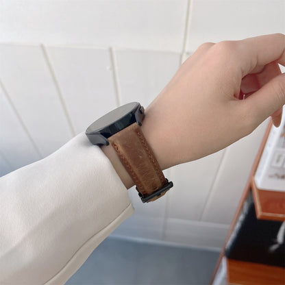 22mm Crazy Horse Texture Frosted Leather Strap Watch Band(Khaki) by bashfashion