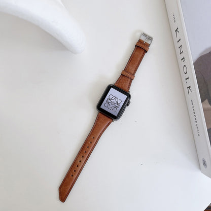 Knife Tail Shaped Cowhide Watch Band For Apple Watch Ultra 49mm&Watch Ultra 2 49mm / Series 9&8&7 45mm / SE 3&SE 2&6&SE&5&4 44mm / 3&2&1 42mm(Coffee) by bashfashion