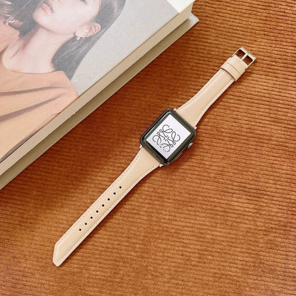 Knife Tail Shaped Cowhide Watch Band For Apple Watch Ultra 49mm&Watch Ultra 2 49mm / Series 9&8&7 45mm / SE 3&SE 2&6&SE&5&4 44mm / 3&2&1 42mm(Gold) by bashfashion