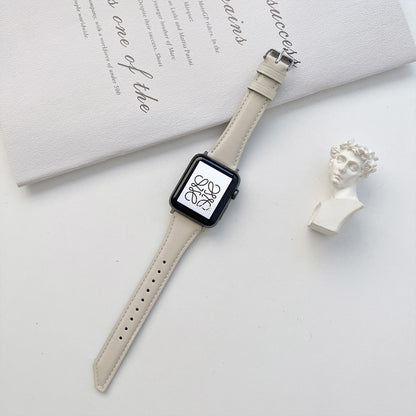Knife Tail Shaped Cowhide Watch Band For Apple Watch Ultra 49mm&Watch Ultra 2 49mm / Series 9&8&7 45mm / SE 3&SE 2&6&SE&5&4 44mm / 3&2&1 42mm(Grey) by bashfashion