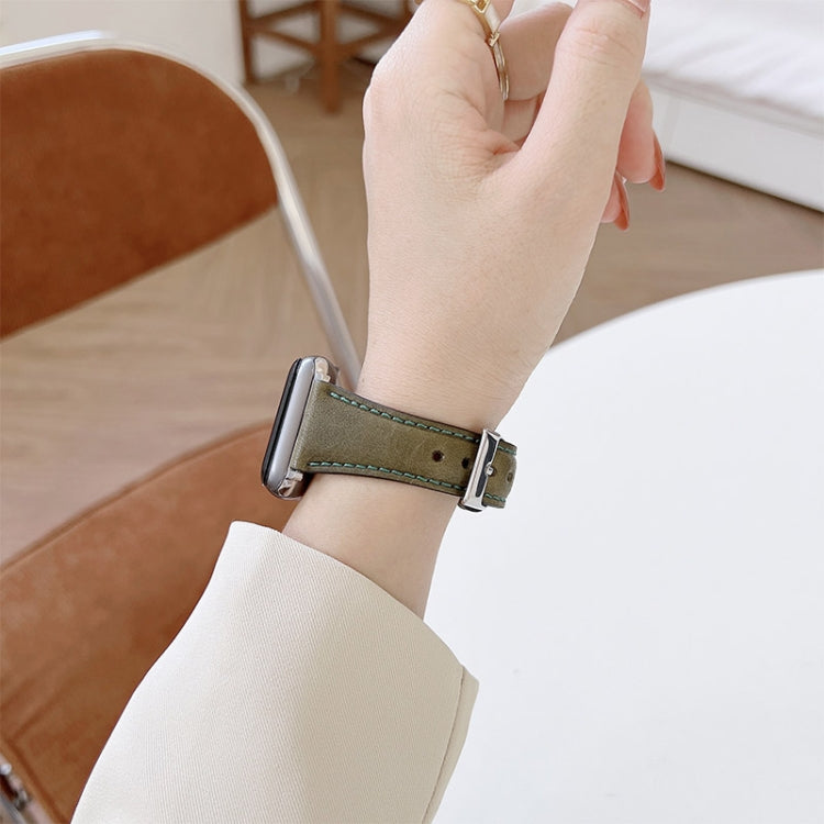 Knife Tail Shaped Cowhide Watch Band For Apple Watch Ultra 49mm&Watch Ultra 2 49mm / Series 9&8&7 45mm / SE 3&SE 2&6&SE&5&4 44mm / 3&2&1 42mm(Grey) by bashfashion