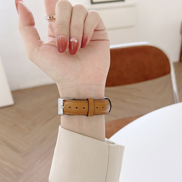 Knife Tail Shaped Cowhide Watch Band For Apple Watch Series 9&8&7 41mm / SE 3&SE 2&6&SE&5&4 40mm / 3&2&1 38mm(Coffee) by bashfashion