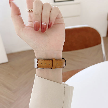 Knife Tail Shaped Cowhide Watch Band For Apple Watch Series 9&8&7 41mm / SE 3&SE 2&6&SE&5&4 40mm / 3&2&1 38mm(Gold) by bashfashion