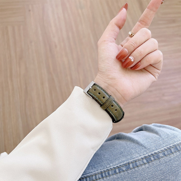 Knife Tail Shaped Cowhide Watch Band For Apple Watch Series 9&8&7 41mm / SE 3&SE 2&6&SE&5&4 40mm / 3&2&1 38mm(Black Brown) by bashfashion