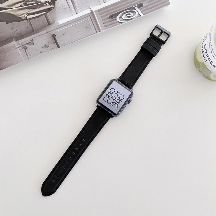 Crazy Horse Texture Matte Watch Band For Apple Watch Ultra 49mm&Watch Ultra 2 49mm / Series 9&8&7 45mm / SE 3&SE 2&6&SE&5&4 44mm / 3&2&1 42mm(Black) by bashfashion