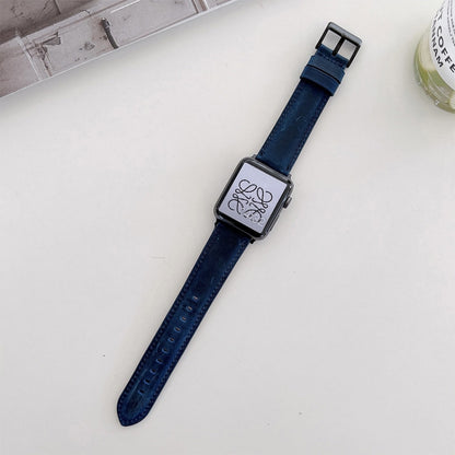 Crazy Horse Texture Matte Watch Band For Apple Watch Ultra 49mm&Watch Ultra 2 49mm / Series 9&8&7 45mm / SE 3&SE 2&6&SE&5&4 44mm / 3&2&1 42mm(Blue) by bashfashion
