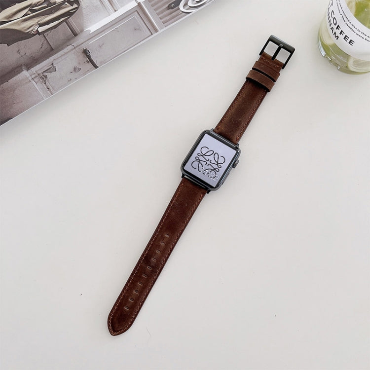 Crazy Horse Texture Matte Watch Band For Apple Watch Ultra 49mm&Watch Ultra 2 49mm / Series 9&8&7 45mm / SE 3&SE 2&6&SE&5&4 44mm / 3&2&1 42mm(Coffee) by bashfashion