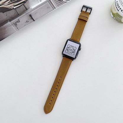 Crazy Horse Texture Matte Watch Band For Apple Watch Ultra 49mm&Watch Ultra 2 49mm / Series 9&8&7 45mm / SE 3&SE 2&6&SE&5&4 44mm / 3&2&1 42mm(Yellow) by bashfashion