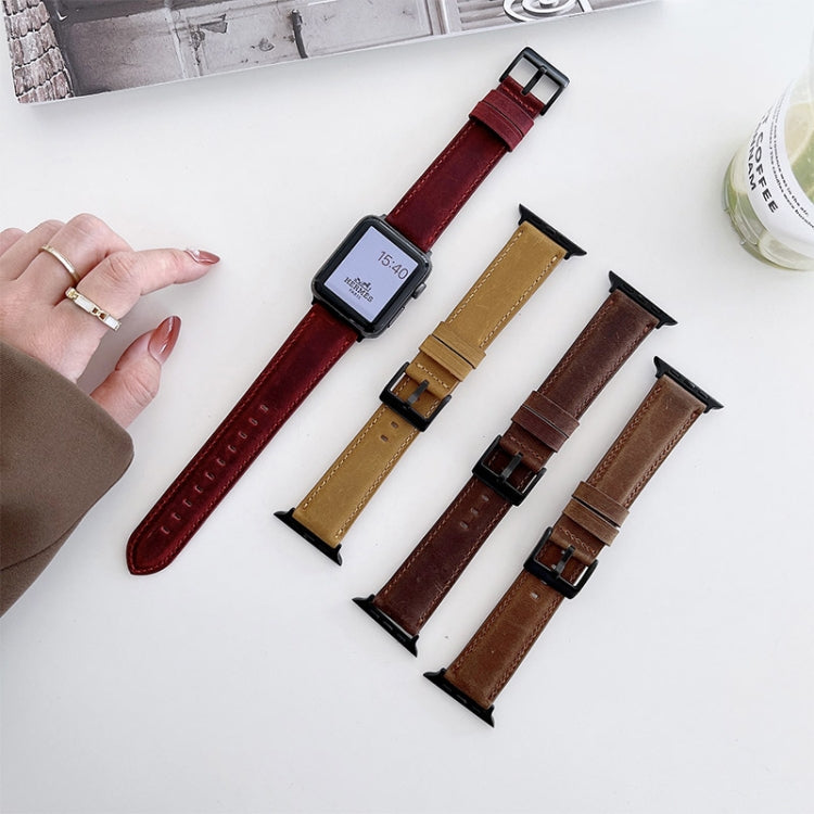 Crazy Horse Texture Matte Watch Band For Apple Watch Ultra 49mm&Watch Ultra 2 49mm / Series 9&8&7 45mm / SE 3&SE 2&6&SE&5&4 44mm / 3&2&1 42mm(Blue) by bashfashion