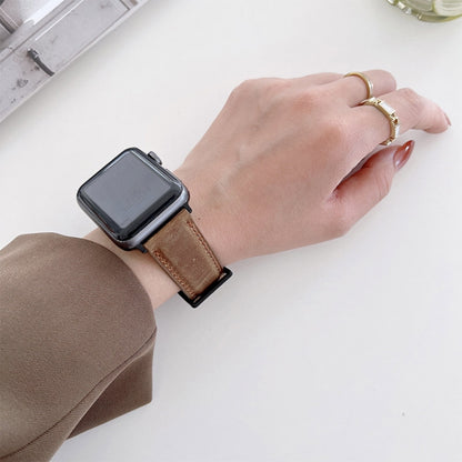 Crazy Horse Texture Matte Watch Band For Apple Watch Ultra 49mm&Watch Ultra 2 49mm / Series 9&8&7 45mm / SE 3&SE 2&6&SE&5&4 44mm / 3&2&1 42mm(Coffee) by bashfashion