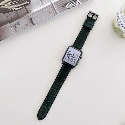 Crazy Horse Texture Matte Watch Band For Apple Watch Series 9&8&7 41mm / SE 3&SE 2&6&SE&5&4 40mm / 3&2&1 38mm(Green) by bashfashion