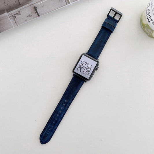 Crazy Horse Texture Matte Watch Band For Apple Watch Series 9&8&7 41mm / SE 3&SE 2&6&SE&5&4 40mm / 3&2&1 38mm(Blue) by bashfashion